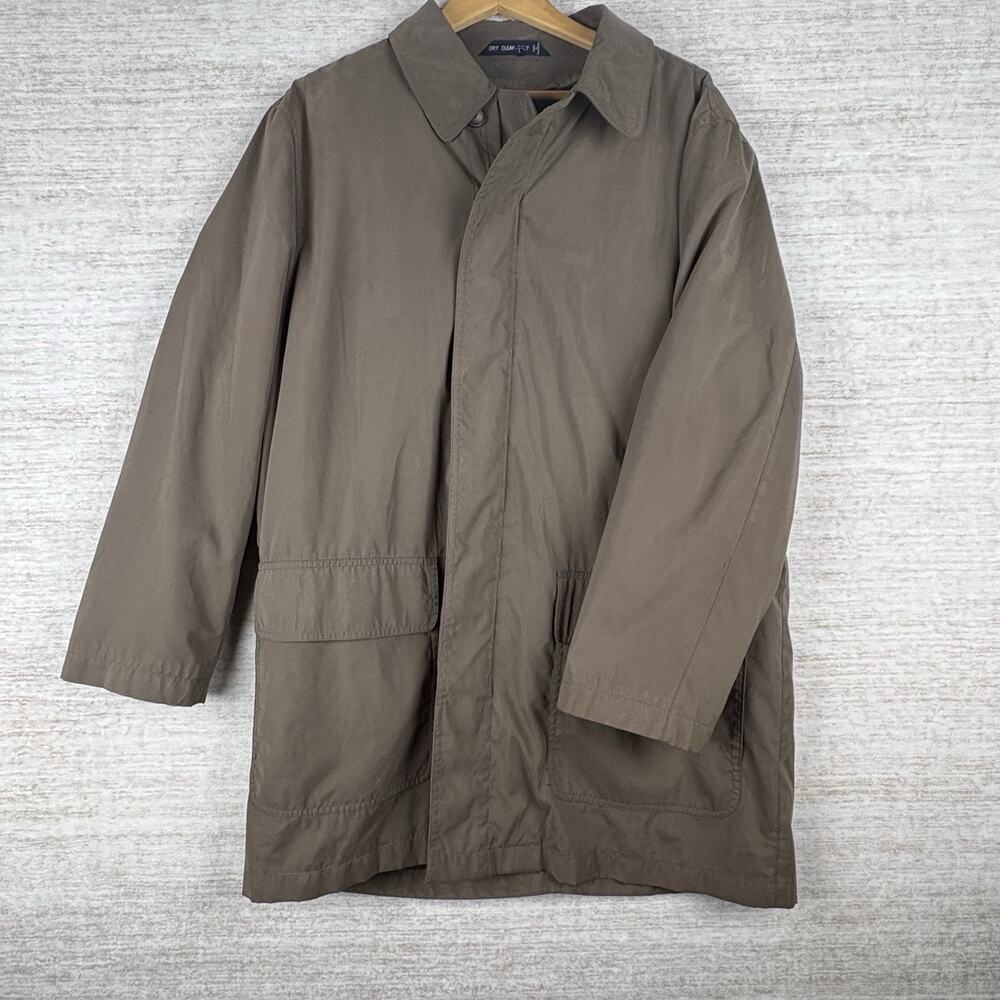Vtg Chaps Ralph Lauren Size L Trench Coat Mid Length Tan/Taupe Removable Liner